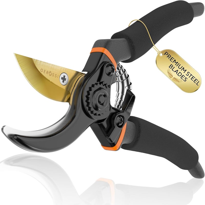 GEROSSI Premium Bypass Pruning Shears for your Garden - Heavy-Duty, Ultra Sharp Pruners w/Soft Cushion Grip Handle Made with Japanese Grade High Carbon Steel - Perfectly Cutting Through Anything in Your Yard - Image 1